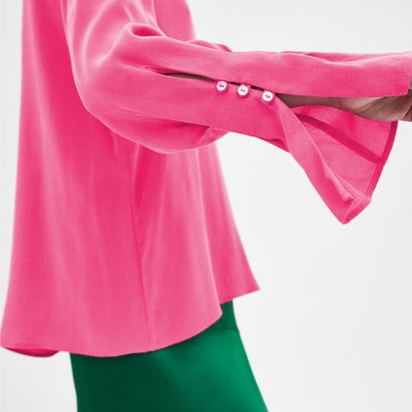 NWT Zara | Button Sleeve Detail Blouse - Picture 2 of 6